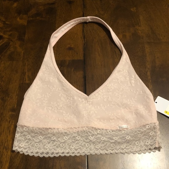 Calvin Klein Bare Lace Unlined Halter Bralette - Picture 3 of 5